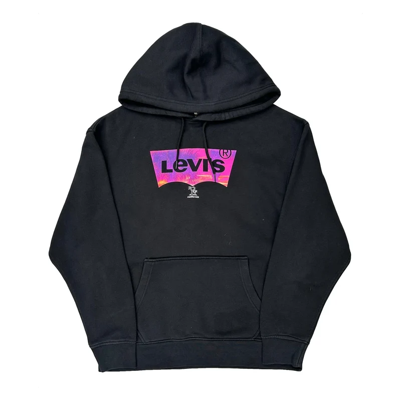 California Levis Graphic Hoodie - Medium Black Cotton