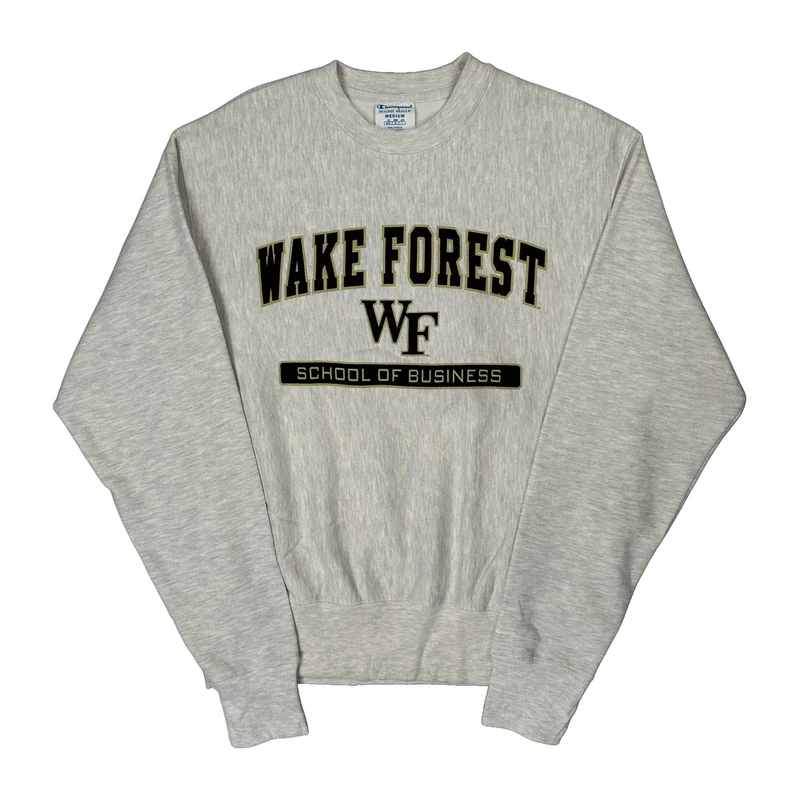 Reverse Weave Champion Wake Forest School Of Business Sweatshirt - Medium Grey Cotton Blend