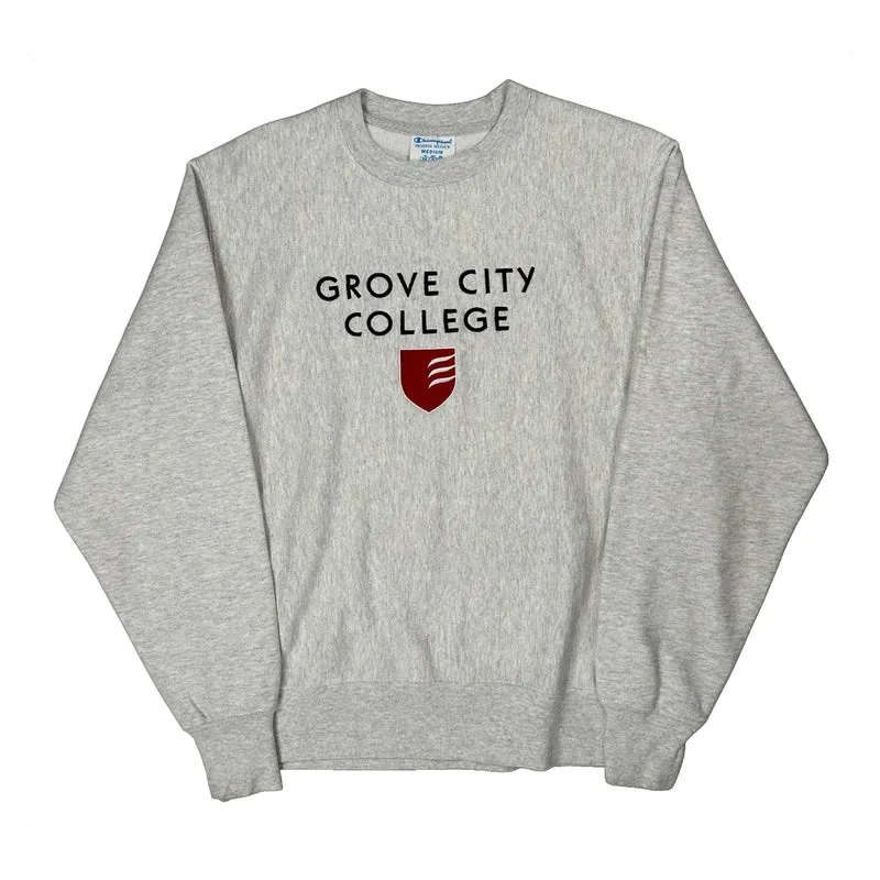 Reverse Weave Champion Grove City College Sweatshirt - Medium Grey Cotton Blend