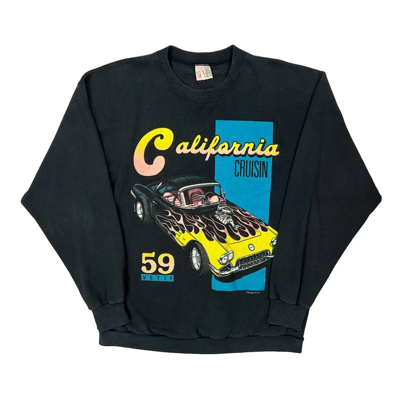 California Crusing Sun Graphic Sweatshirt - XL Black Cotton