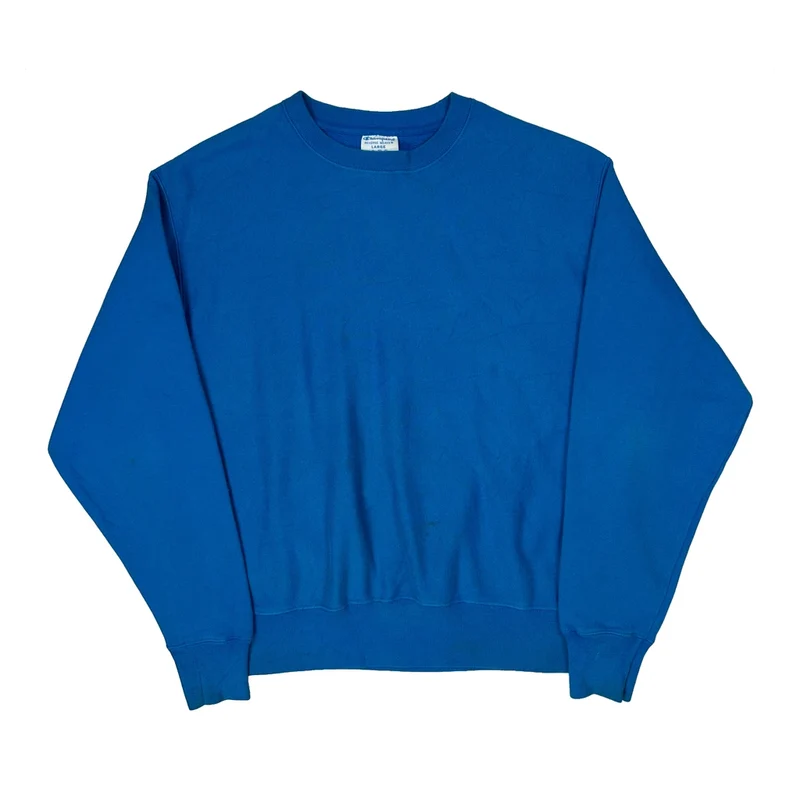 Reverse Weave Champion Sweatshirt - Large Blue Cotton