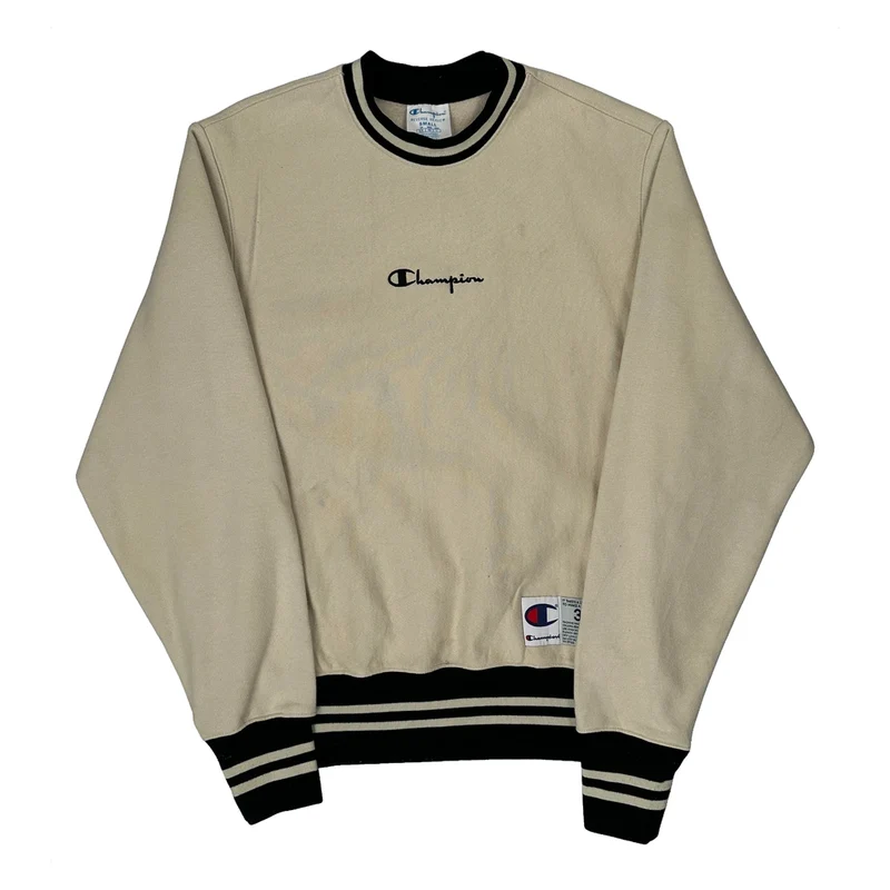 Reverse Weave Champion Sweatshirt - Small Beige Cotton