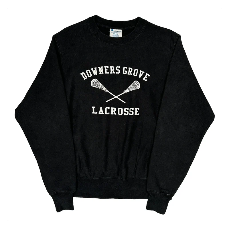 Reverse Weave Champion Downers Grove Lacrosse Sweatshirt - Small Black Cotton