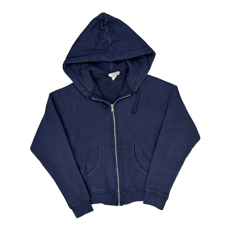 Reverse Weave Champion Full Zip Hoodie - Small Blue Cotton