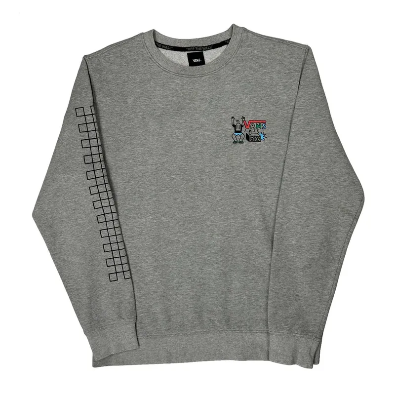 Music Theme Vans Graphic Sweatshirt - Medium Grey Cotton