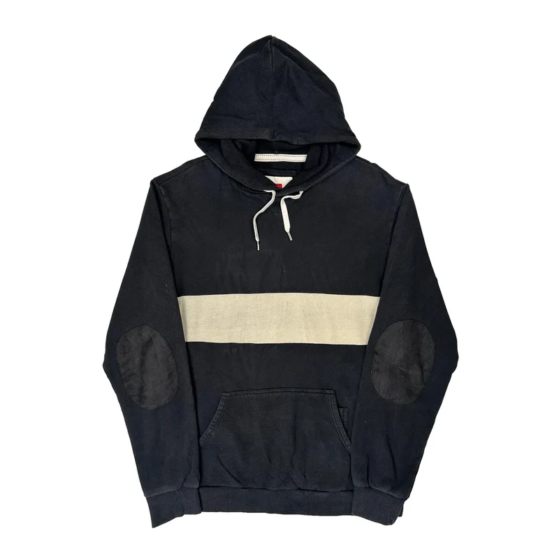 Quiksilver Striped Hoodie - Large Black Cotton