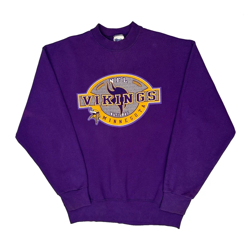 Made In USA, Minnesota Vikings Pro Player Nfl Sweatshirt - Large Purple Cotton Blend