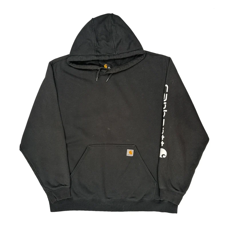 Original Fit Carhartt Spellout Hoodie - 2XL Black Cotton