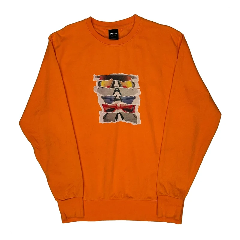 Sunglasses Print Oakley Graphic Sweatshirt - Large Orange Cotton