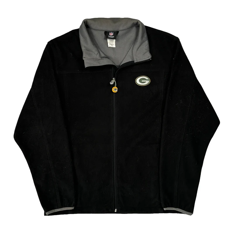 Green Bay Packers Nfl Football Fleece Jacket - Large Black Polyester