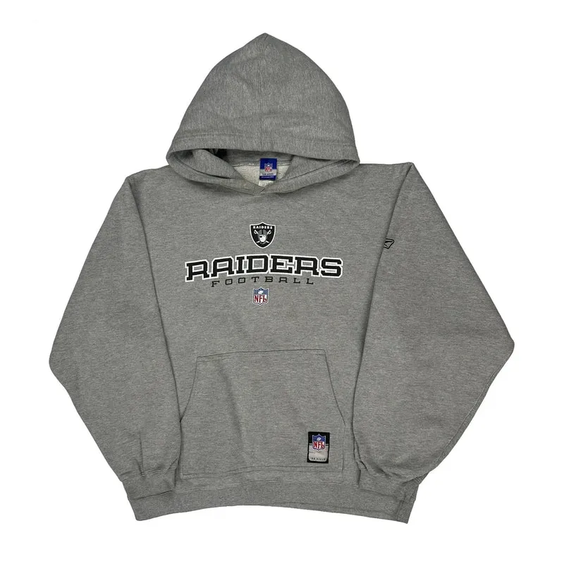 Raiders Reebok Nfl Hoodie - Large Grey Cotton