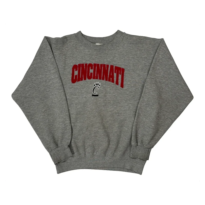 Age 14-16, Made In USA, Cincinnati Starter College Sweatshirt - Large Grey Cotton