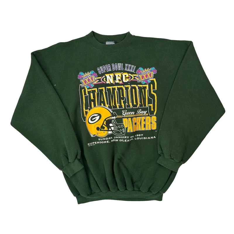 Green Bay Packers Logo Athletics Nfl Sweatshirt - 2XL Green Cotton