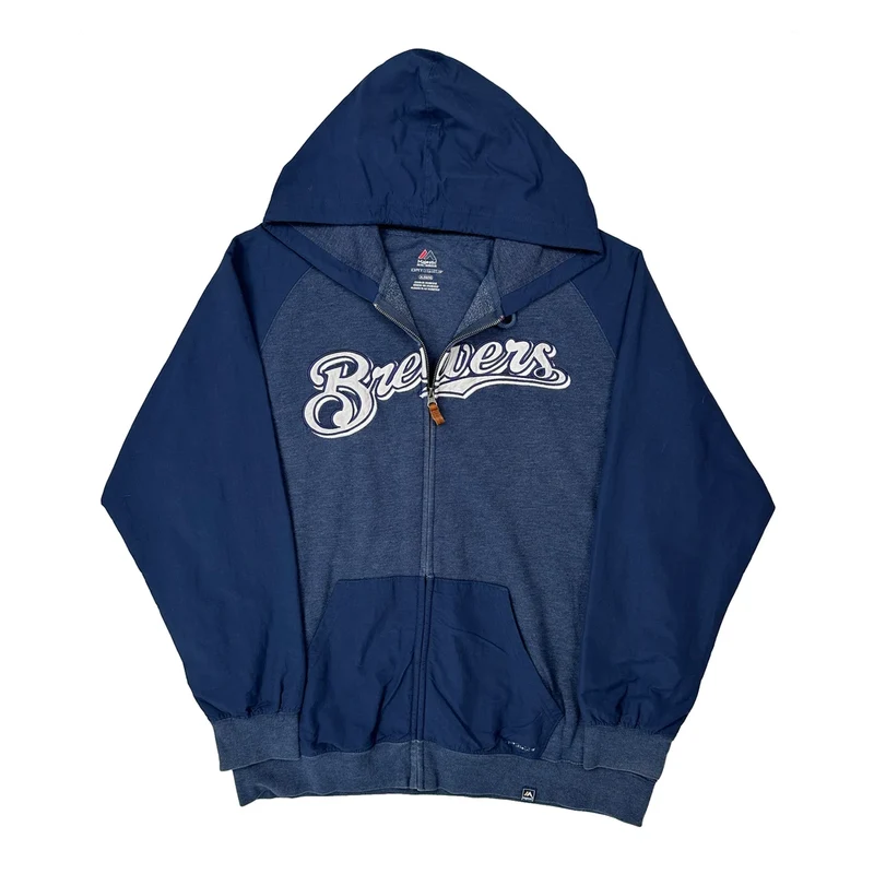 Brewers Majestic Hoodie - XL Blue Cotton