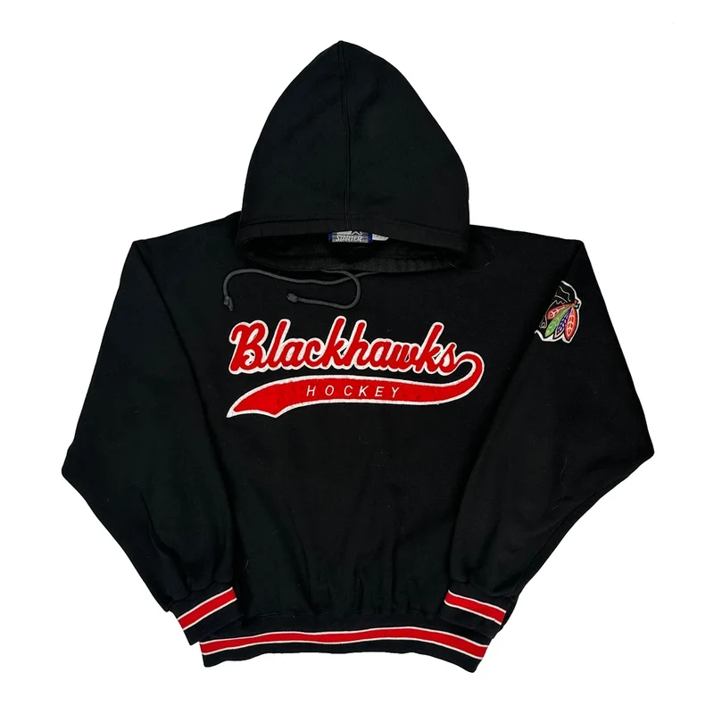 Blackhawks Starter Nhl Hoodie - Medium Black Polyester Blend