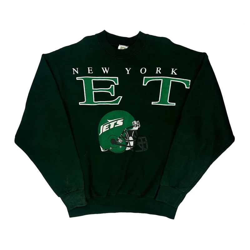 Made In USA, New York Jets Cliff Engle Nfl Sweatshirt - Large Green Cotton