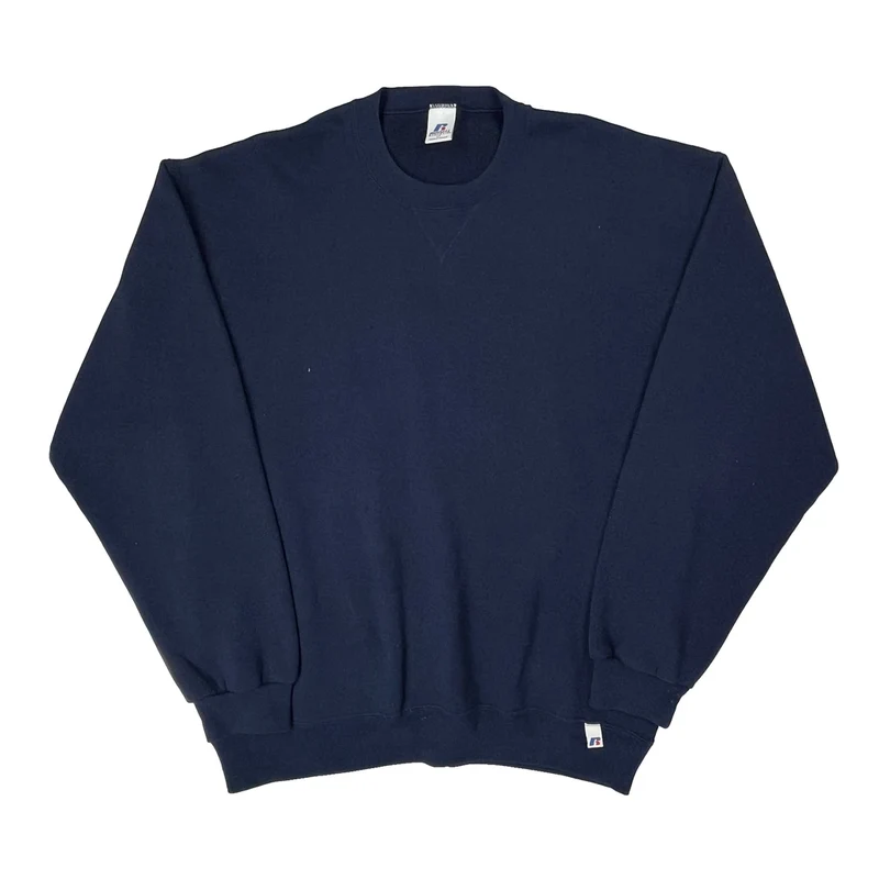 Russell Athletic Sweatshirt - Large Navy Cotton