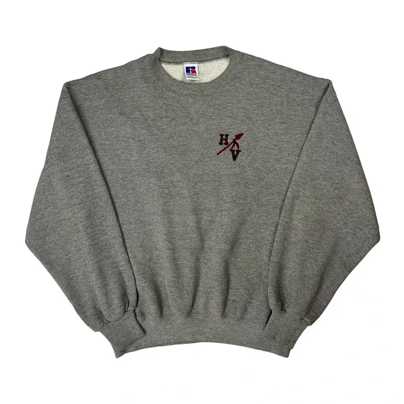 Russell Athletic Sweatshirt - Large Grey Cotton Blend