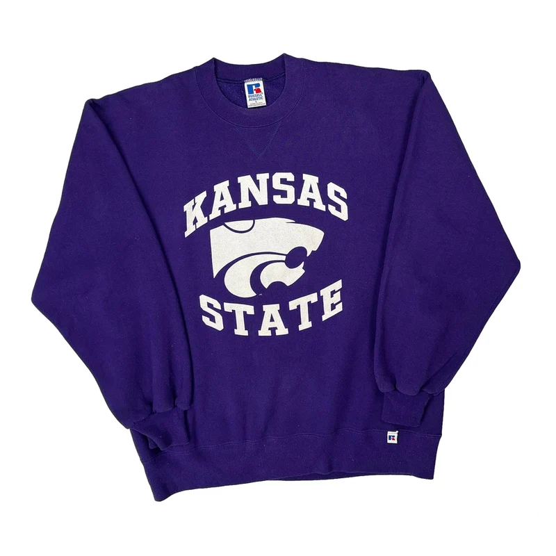 Kansas State Russell Athletic College Sweatshirt - Large Purple Cotton