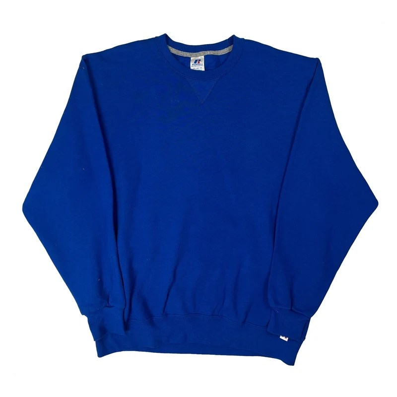 Russell Athletic Sweatshirt - XL Blue Cotton Blend