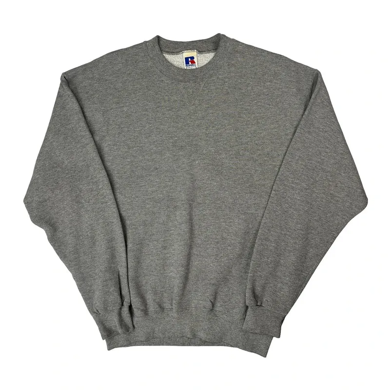 Russell Athletic Sweatshirt - Large Grey Cotton Blend