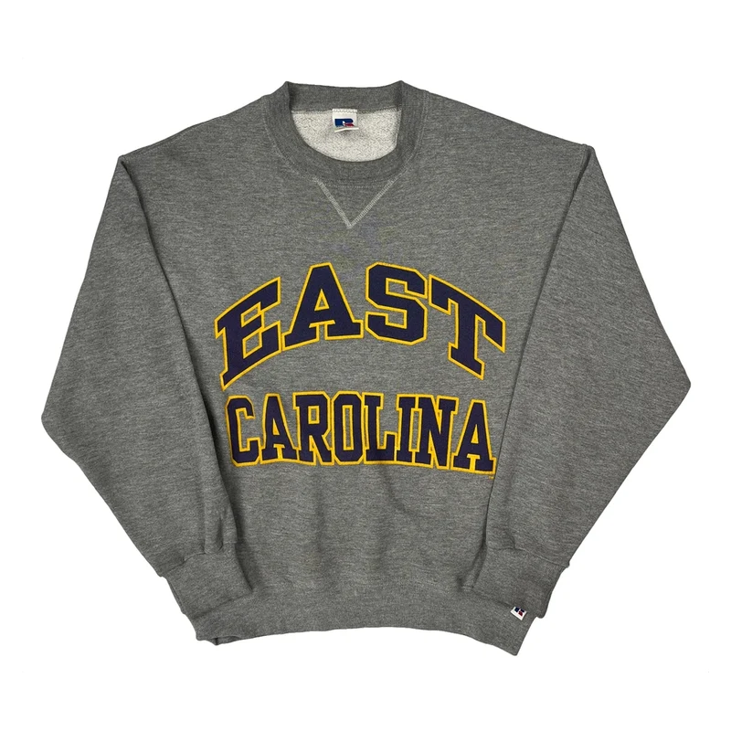 East Carolina Russell Athletic College Sweatshirt - Medium Grey Cotton