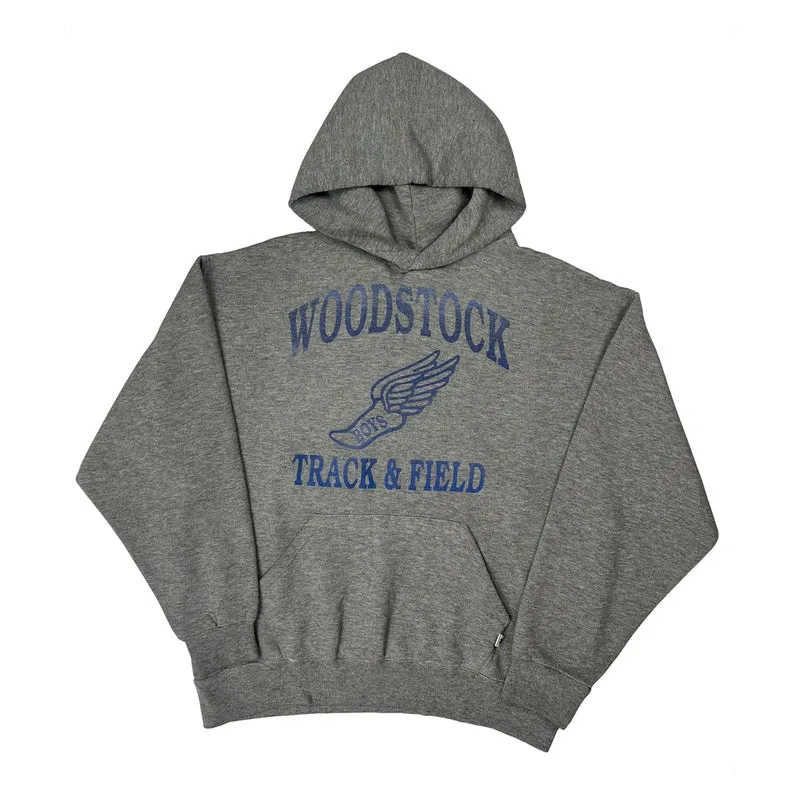 Track & Field Russell Athletic College Hoodie - Large Grey Cotton