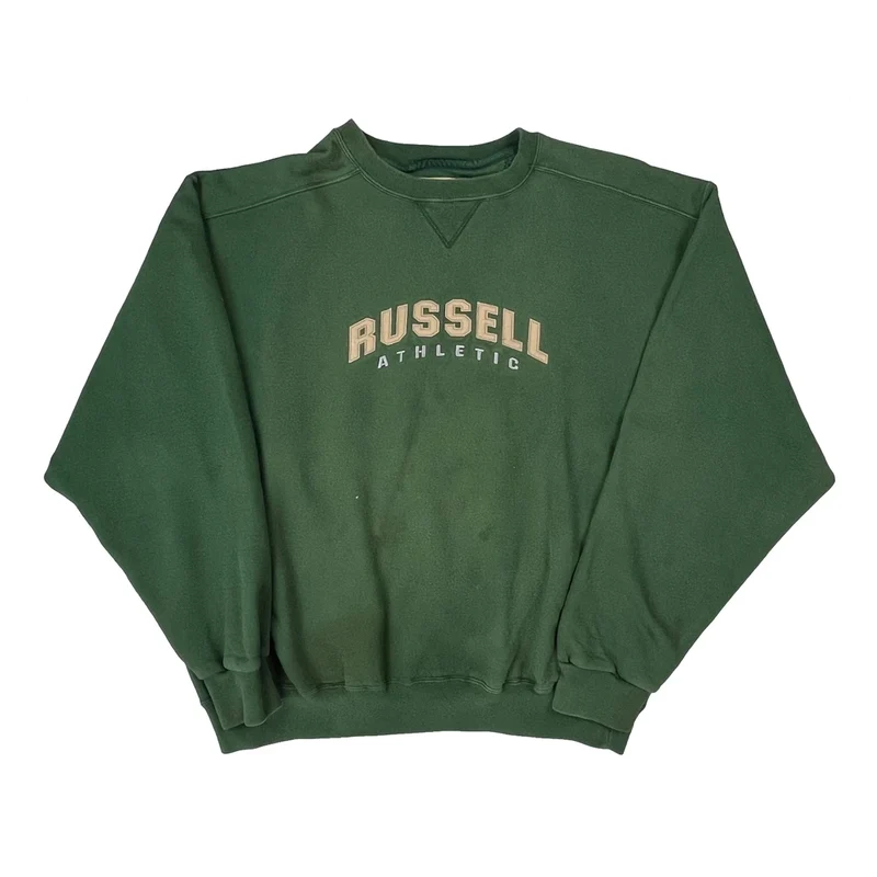 Russell Athletic Sweatshirt - XL Green Cotton