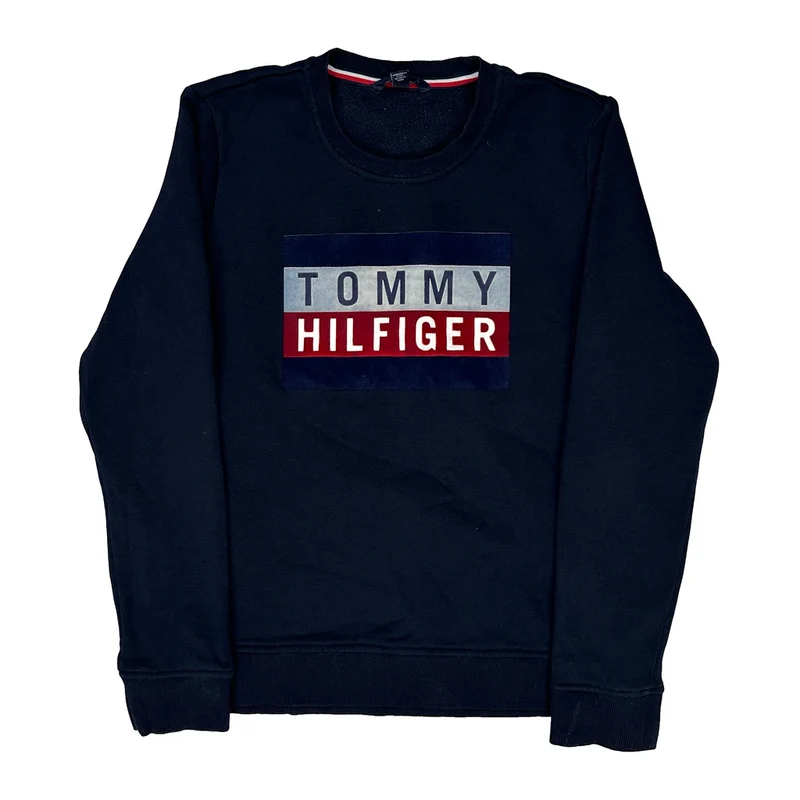 Tommy Hilfiger Spellout Sweatshirt - Medium Navy Cotton