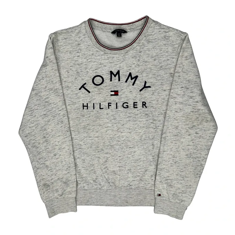 Tommy Hilfiger Spellout Sweatshirt - Large Grey Cotton