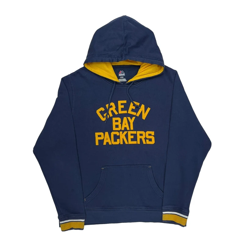 Green Bay Packers Majestic Football Hoodie - Large Blue Cotton