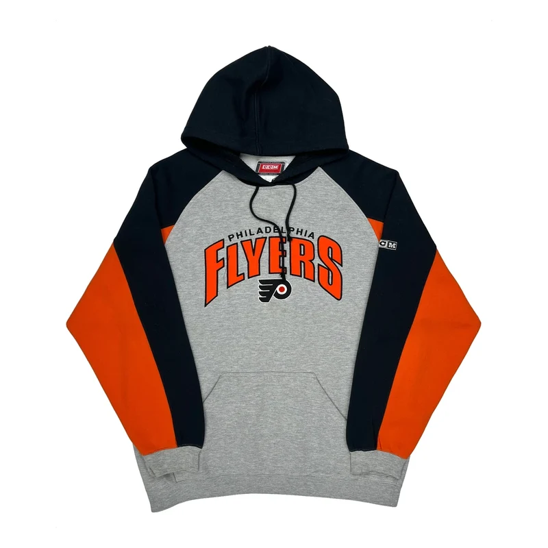 Philadelphia Flyers Ccm Hoodie - Large Grey Cotton Blend