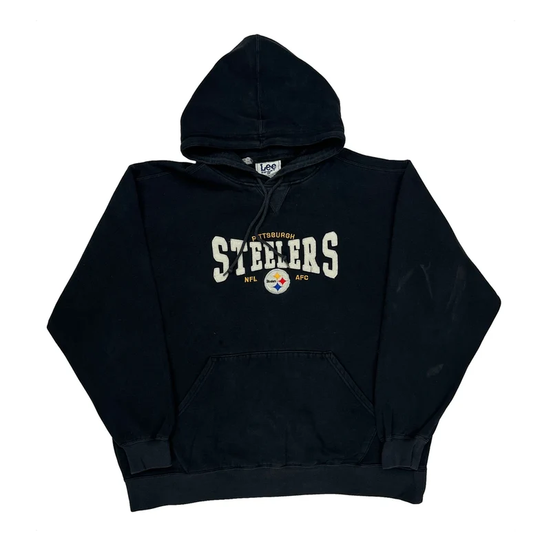 Pittsburgh Steelers Lee Sport Football Hoodie - Large Black Cotton Blend