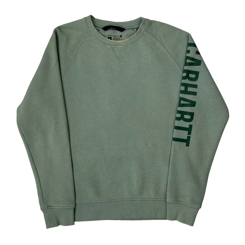 Carhartt Spellout Sweatshirt - Large Green Cotton