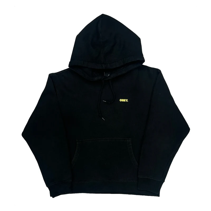 Power To The Peaceful Obey Graphic Hoodie - Small Black Cotton