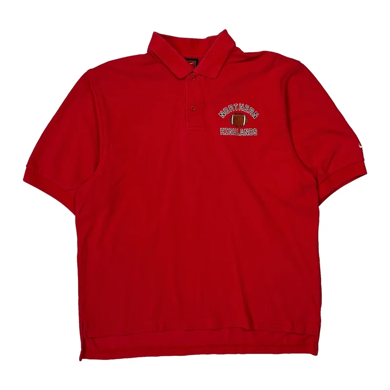 Northern Highlands Nike Graphic Polo Shirt - Medium Red Cotton