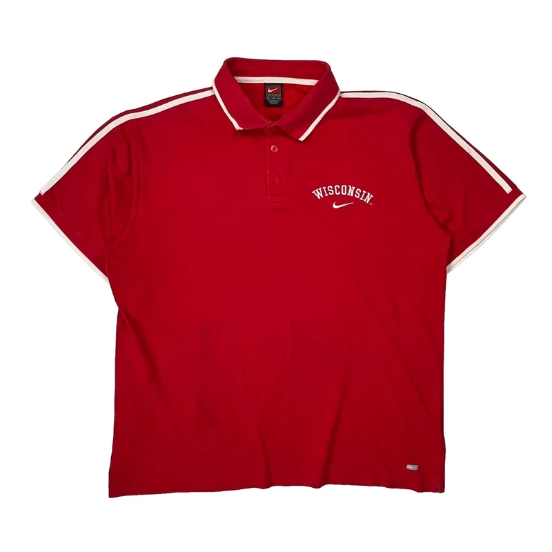 Wisconsin Nike College Polo Shirt - XL Red Cotton