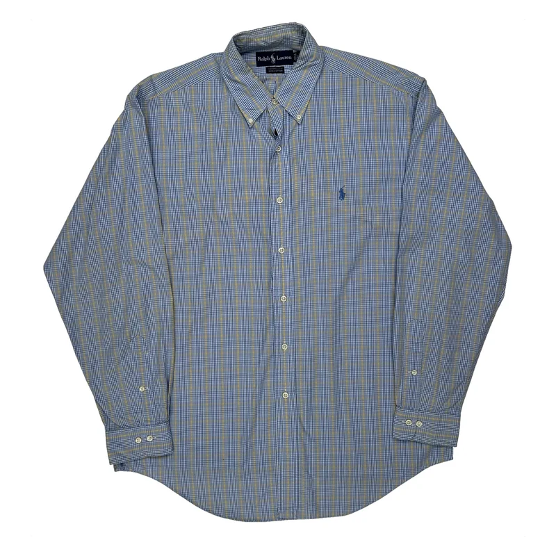 Ralph Lauren Checked Shirt - Large Blue Cotton