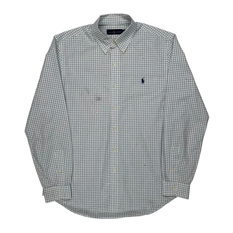 Ralph Lauren Checked Shirt - Large White Cotton
