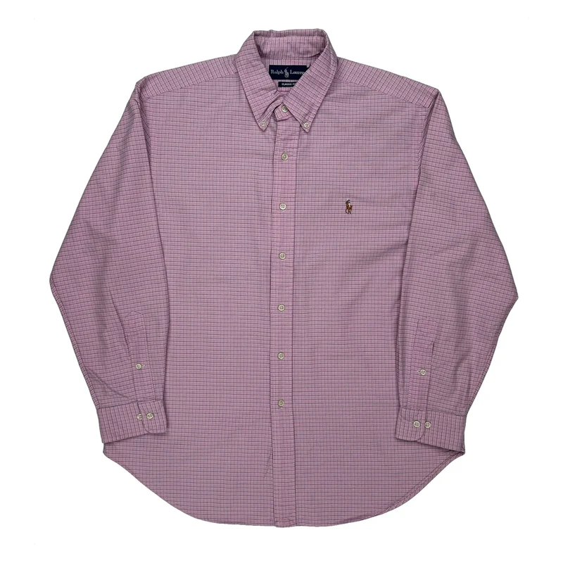 Ralph Lauren Checked Shirt - Large Pink Cotton