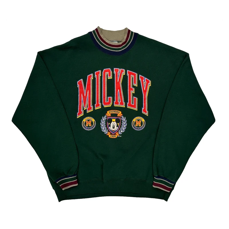 Mickey Genius Graphic Sweatshirt - XL Green Cotton