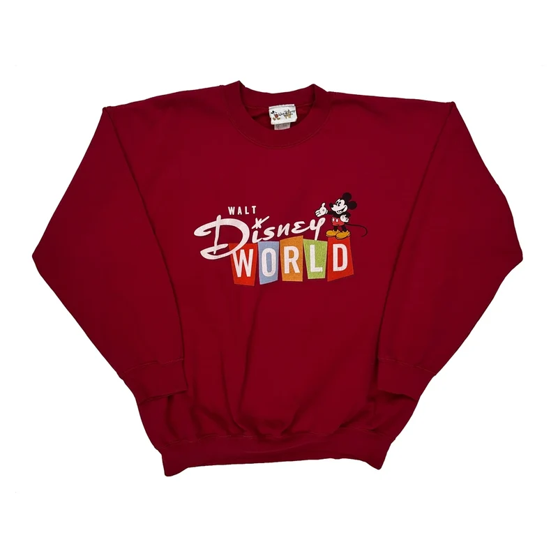 Walt Disney World Disney Graphic Sweatshirt - Large Red Cotton Blend