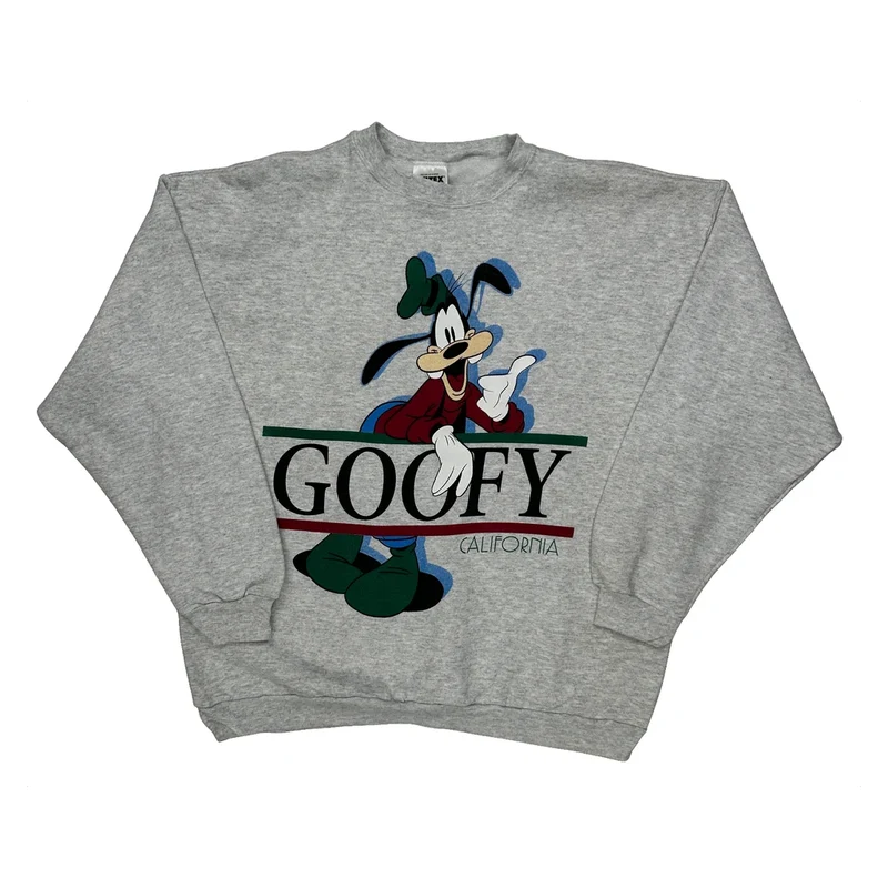 Goofy Disney Cartoon Sweatshirt - XL Grey Cotton Blend