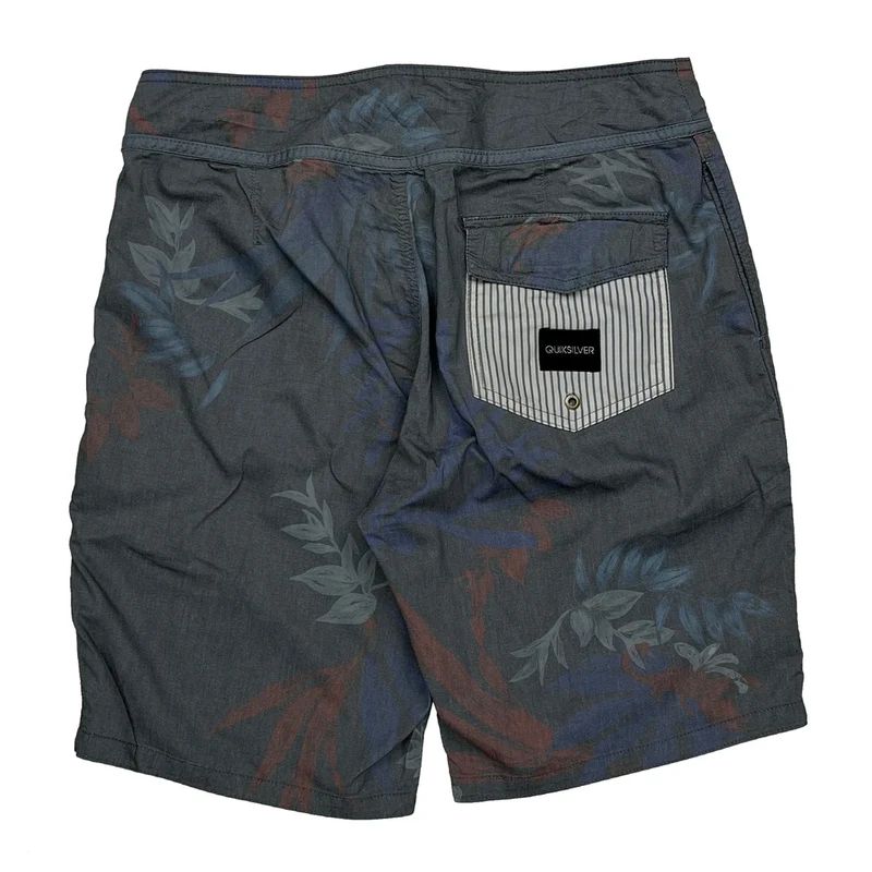 Quiksilver Floral Board Shorts - 32W 8L Grey Cotton
