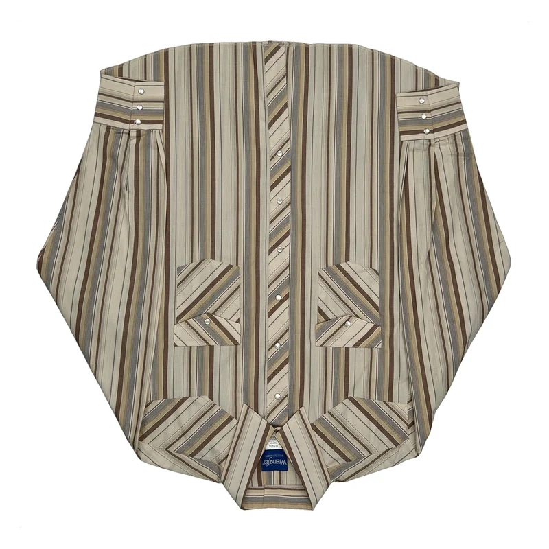 Wrangler Striped Shirt - XL Beige Cotton Blend