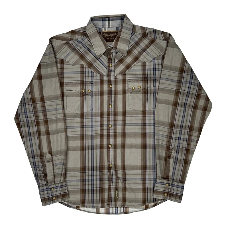 Wrangler Checked Shirt - Large Brown Cotton