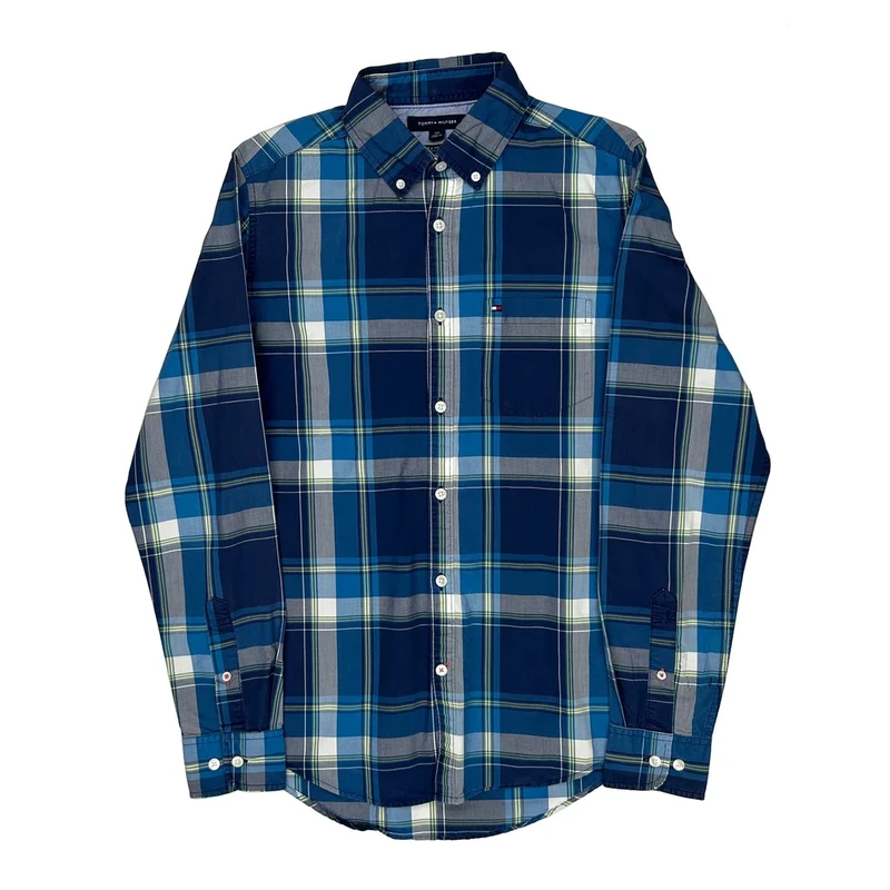 Tommy Hilfiger Checked Shirt - Small Blue Cotton