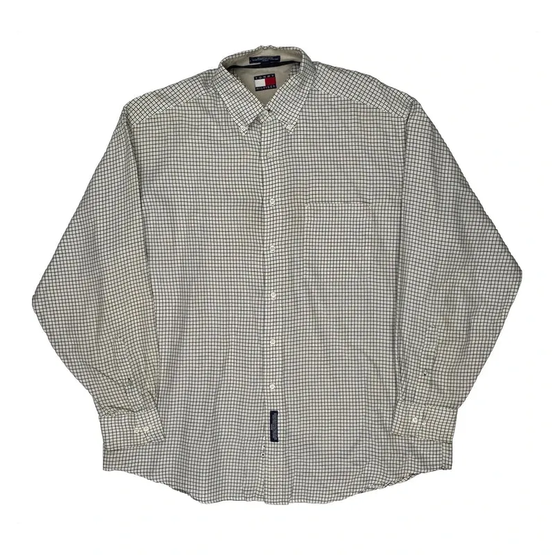 Tommy Hilfiger Checked Shirt - Large Cream Cotton