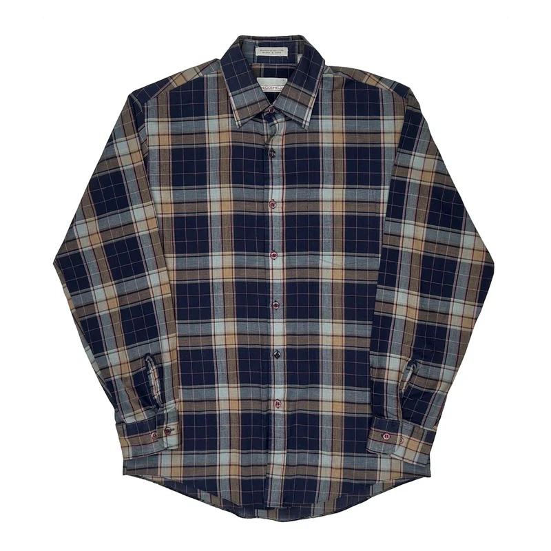 Wedgefield Checked Shirt - Medium Blue Polyester Blend