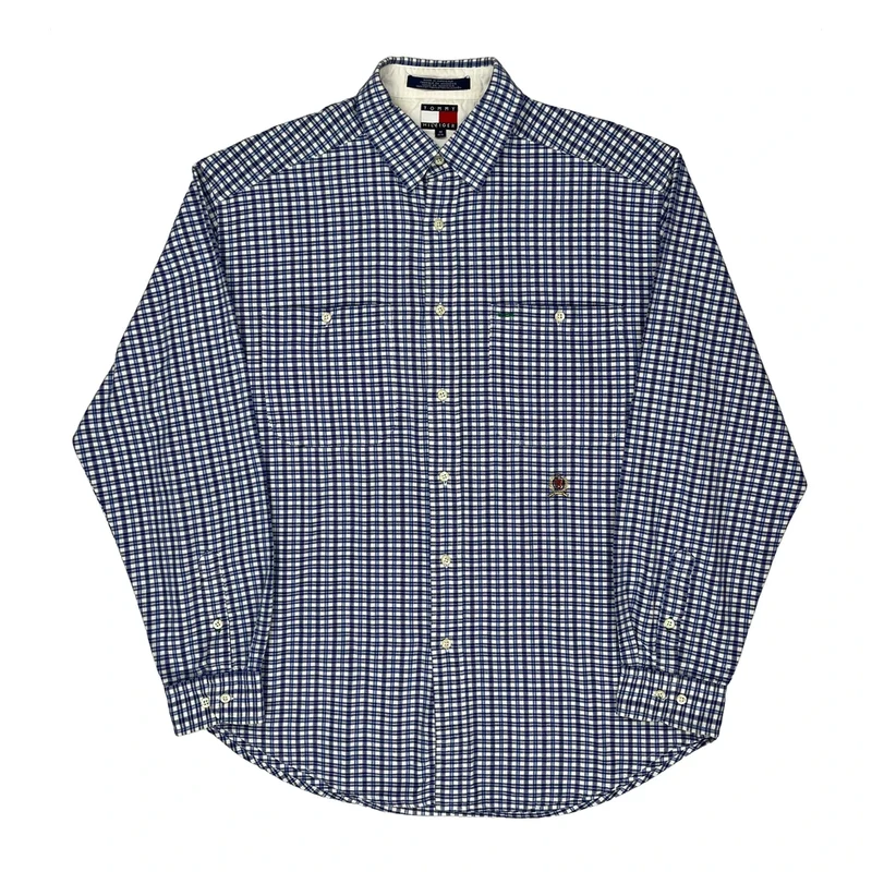 Tommy Hilfiger Checked Shirt - Medium Blue Cotton